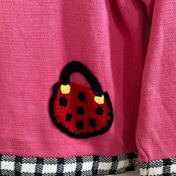 Berek2 Pink Cardigan with Checkered Trim - Picture 8 of 13